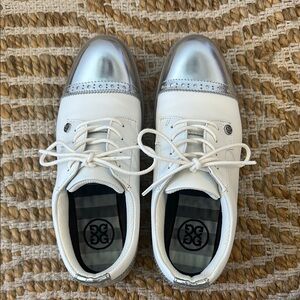NWOT Gfore Stylish White and Silver Golf Sneakers